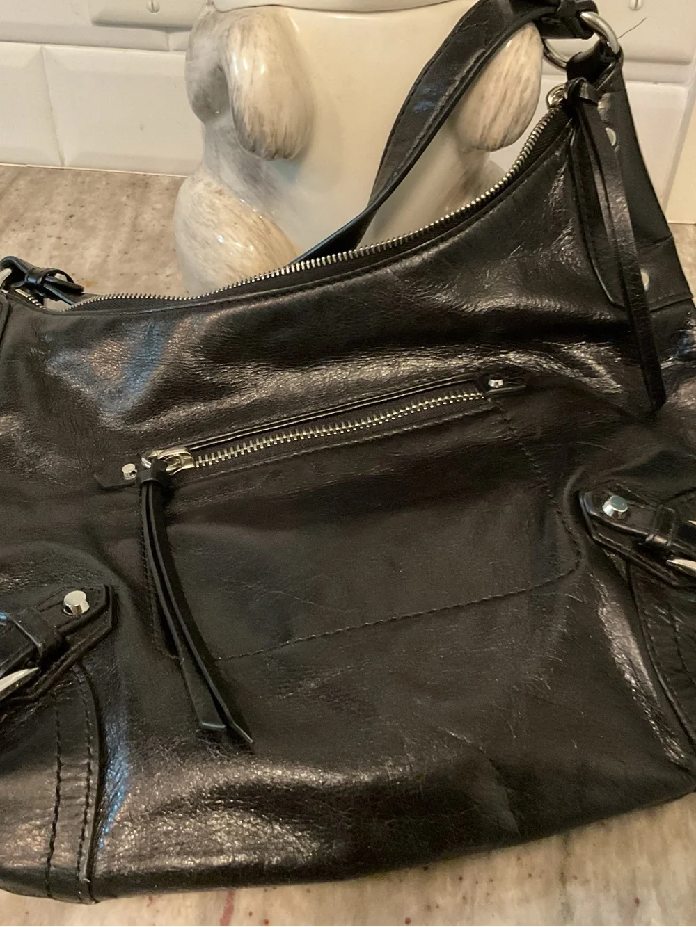 Michael Kors black leather Fallon Hobo bag